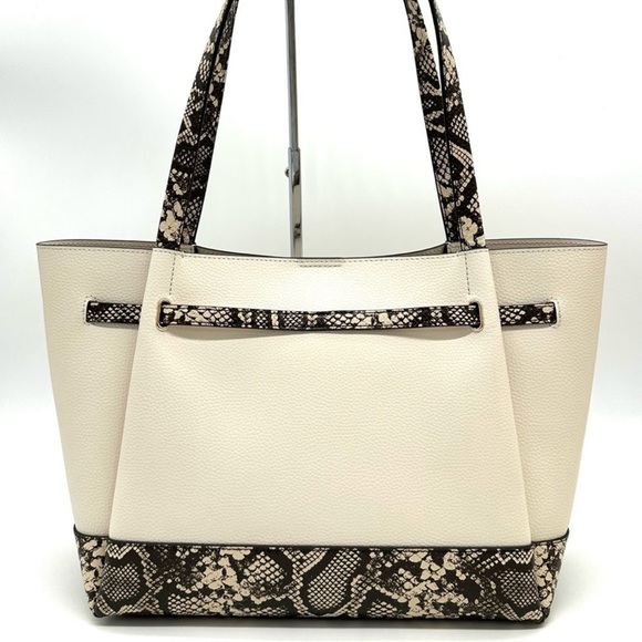 Michael Kors Reed Large Tote Bag Snakeskin Cream/Black - Picture 5 of 12